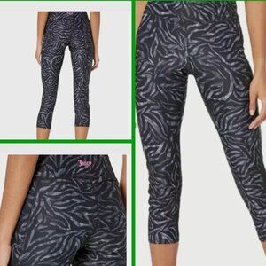 Juicy Couture Sport Capri Leggings Womens M High Rise Mesh Details Black Gray